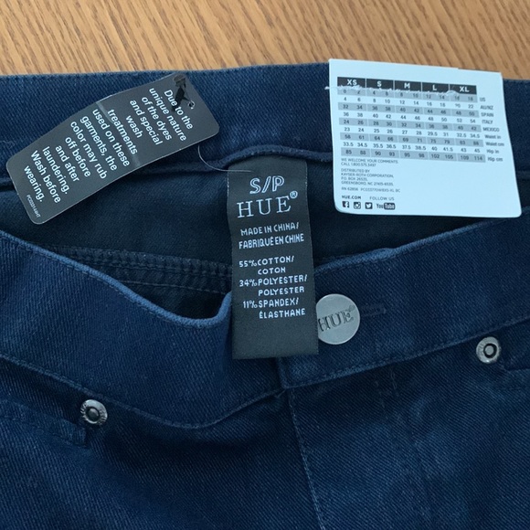 HUE denim blue leggings w/ faux jeans pockets. Cotton blend small. - Picture 5 of 6